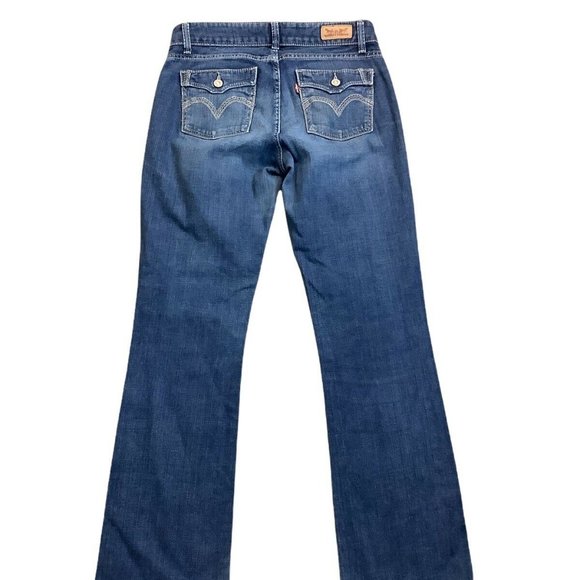 Levis Womens 529 Blue Jeans Size M Curvy Bootcut Mid Rise Stretch Denim 28x32 - Picture 2 of 10